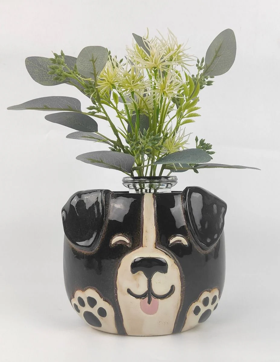 Black & White Dog Ceramic Planter - Image 2