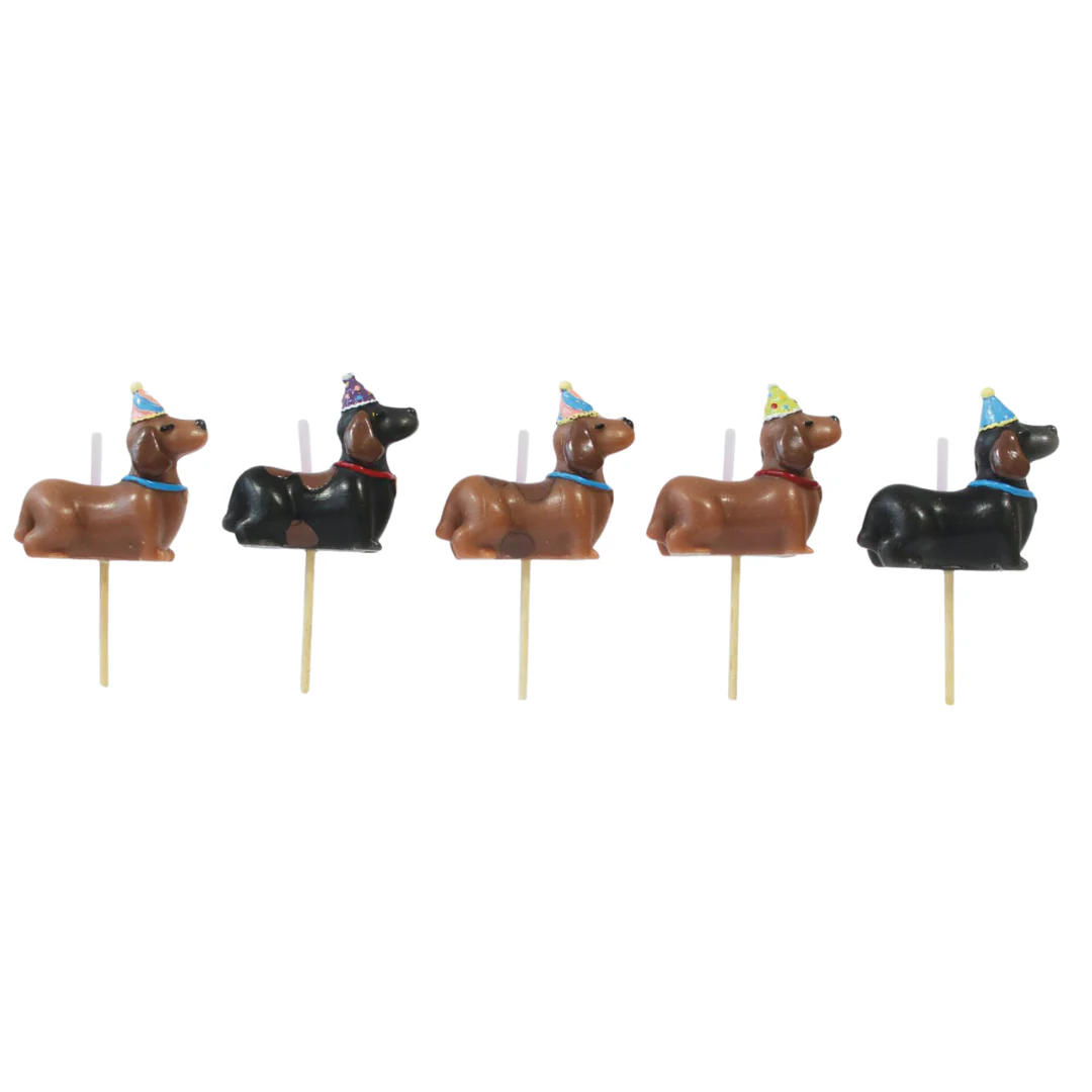 Cake Candles: Dachshunds in Party Hats - Image 2