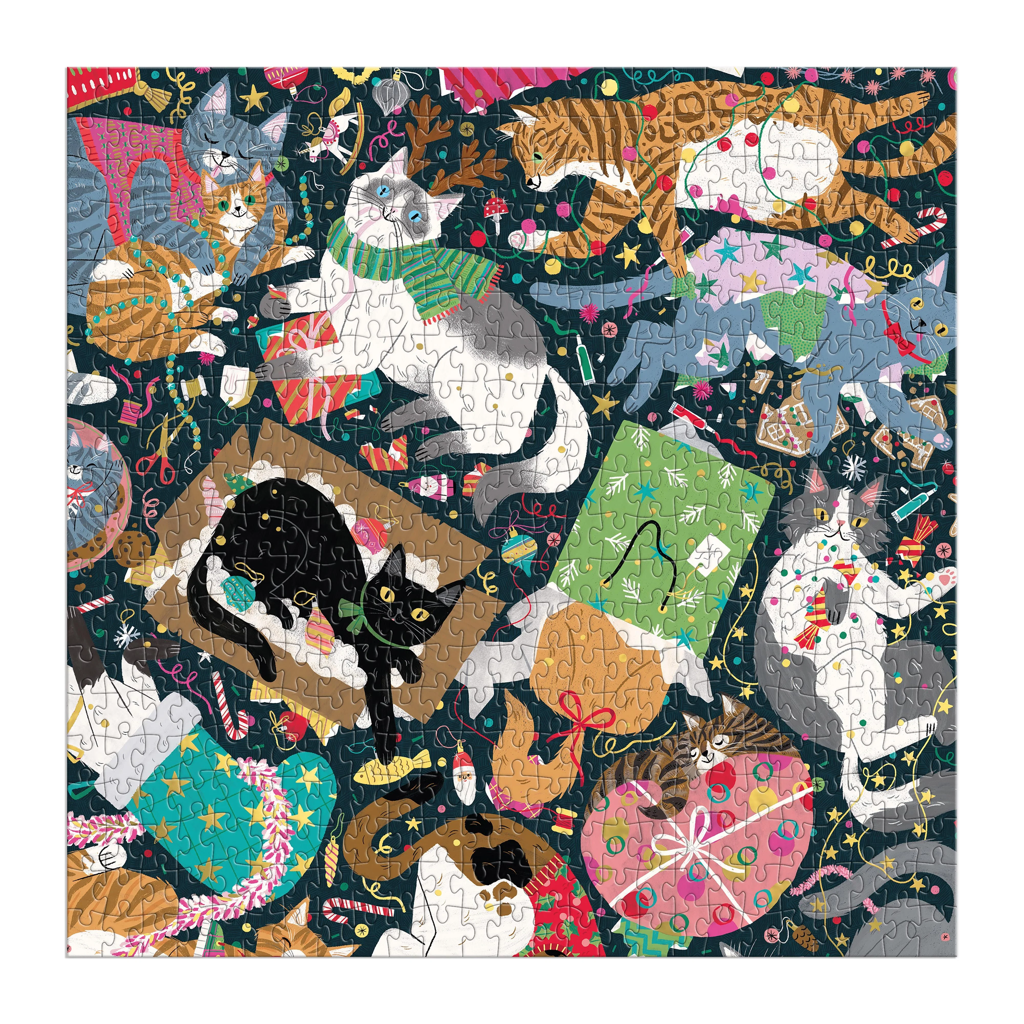 Galison Catmas Chaos: 500pc Foil Puzzle - Image 2