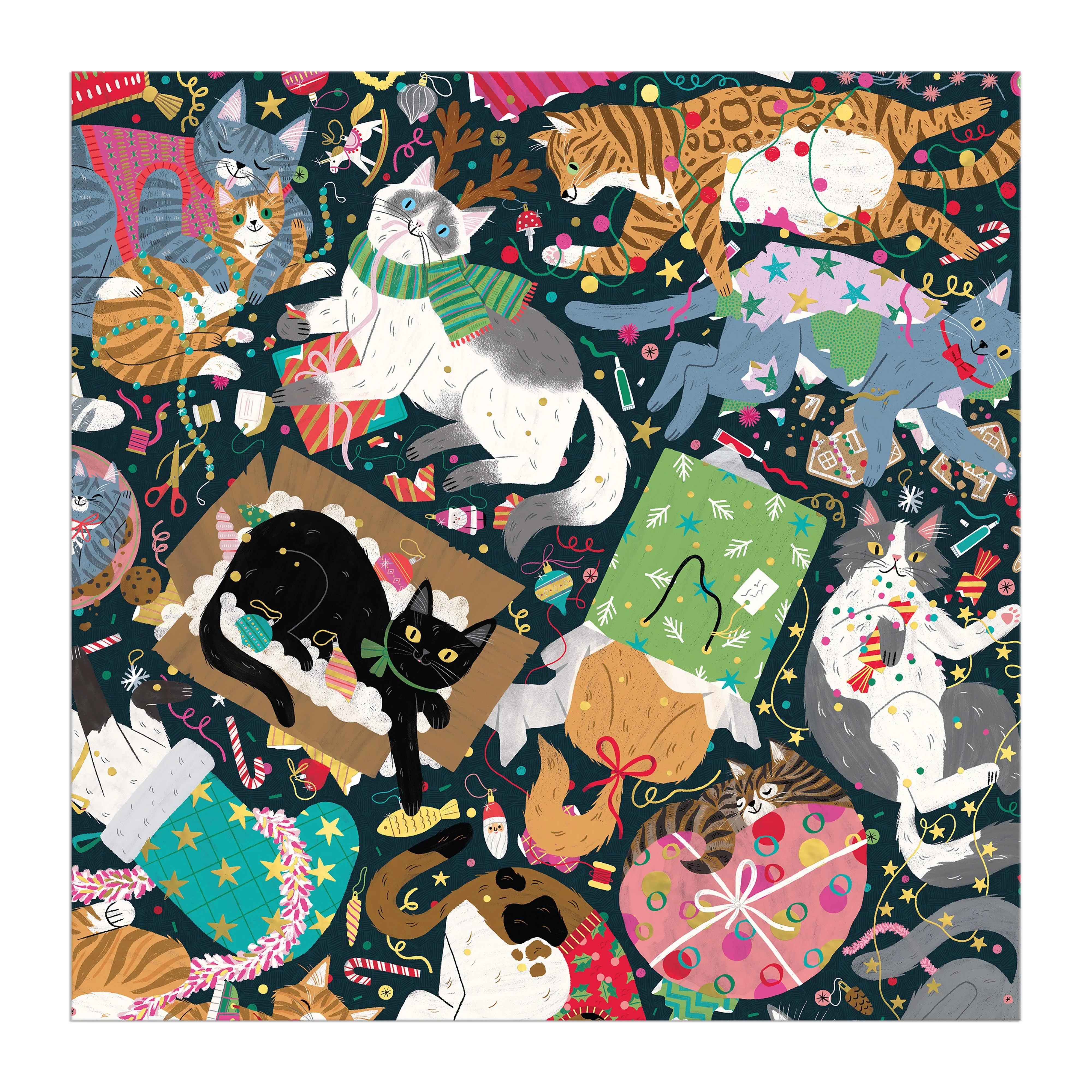 Galison Catmas Chaos: 500pc Foil Puzzle - Image 4