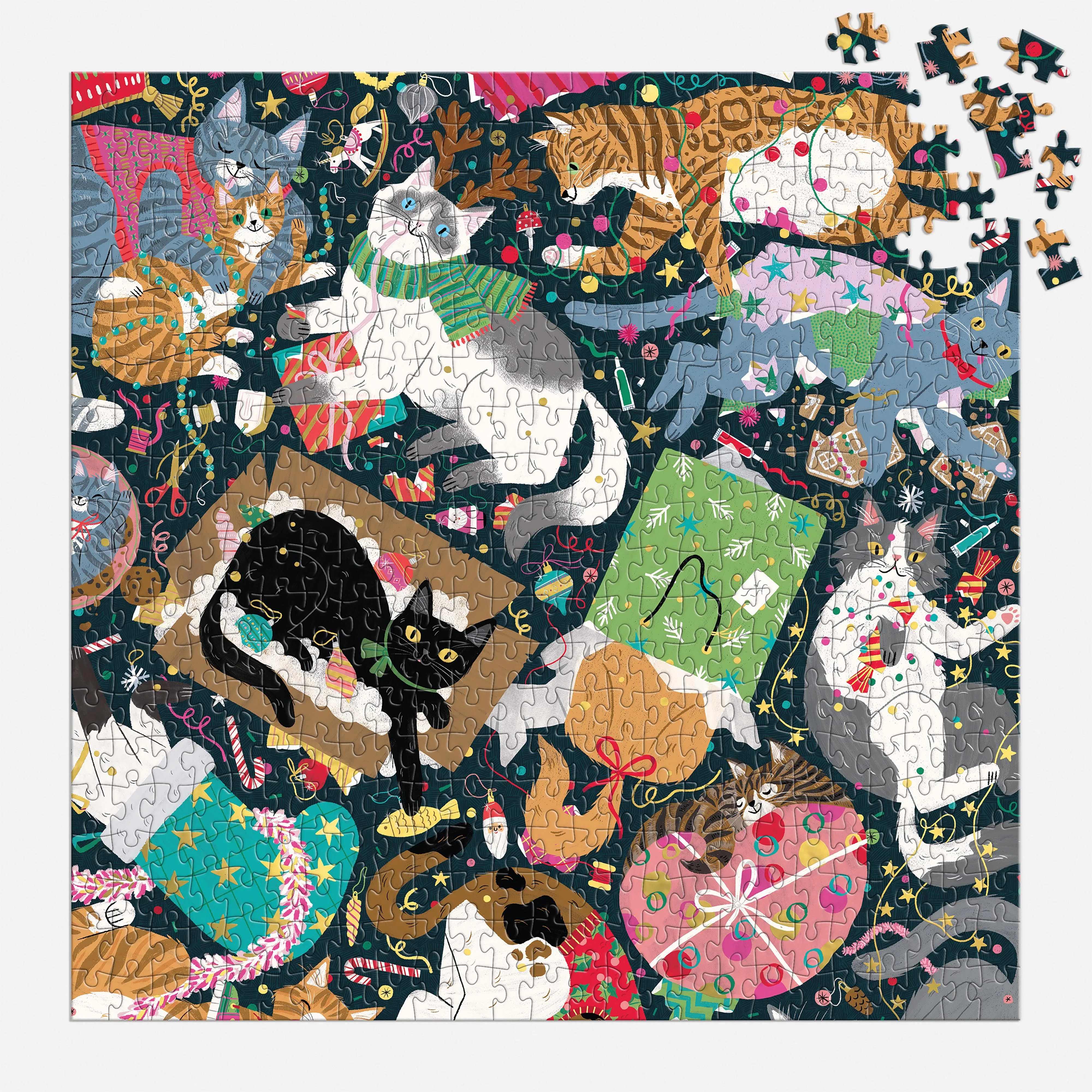 Galison Catmas Chaos: 500pc Foil Puzzle - Image 5