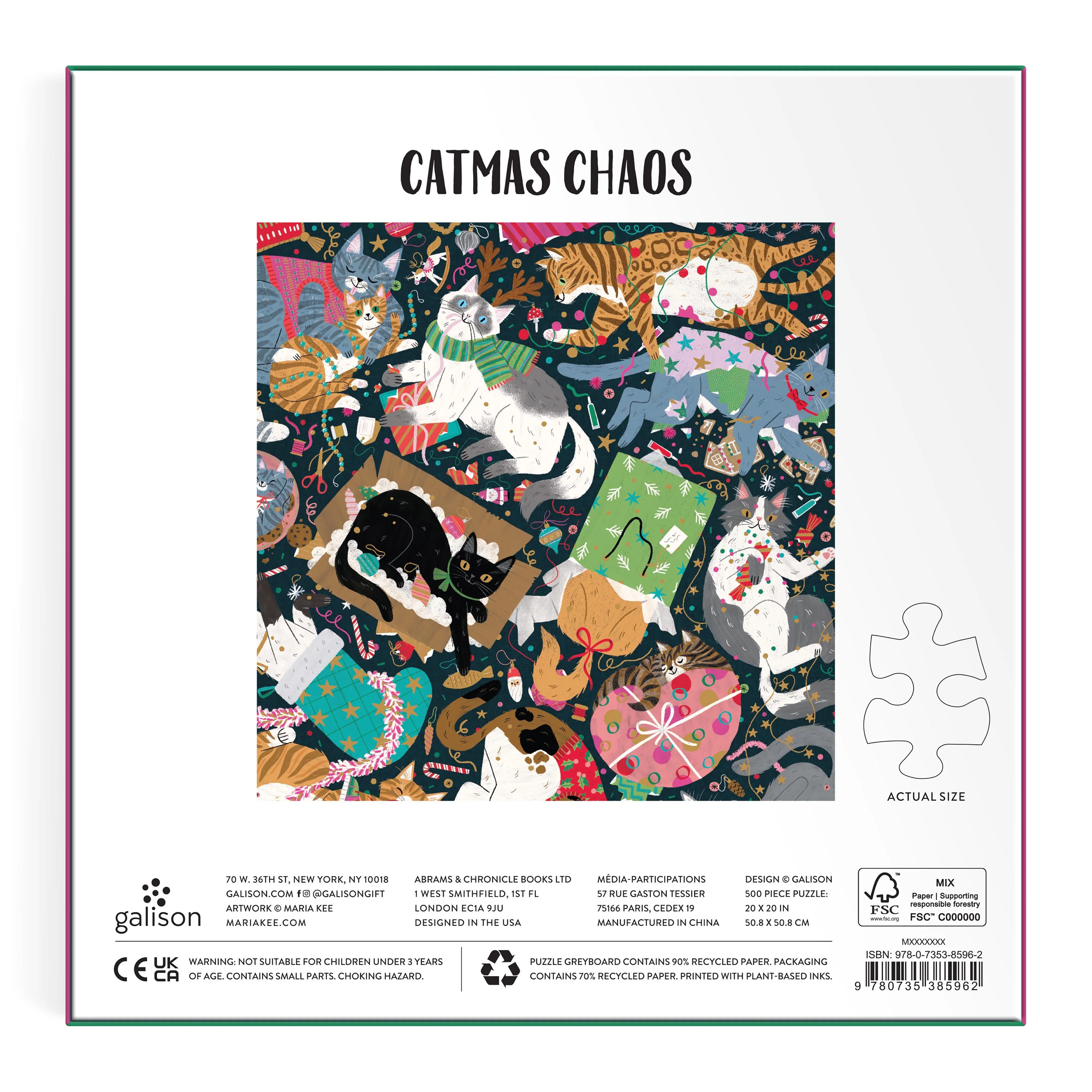 Galison Catmas Chaos: 500pc Foil Puzzle - Image 6