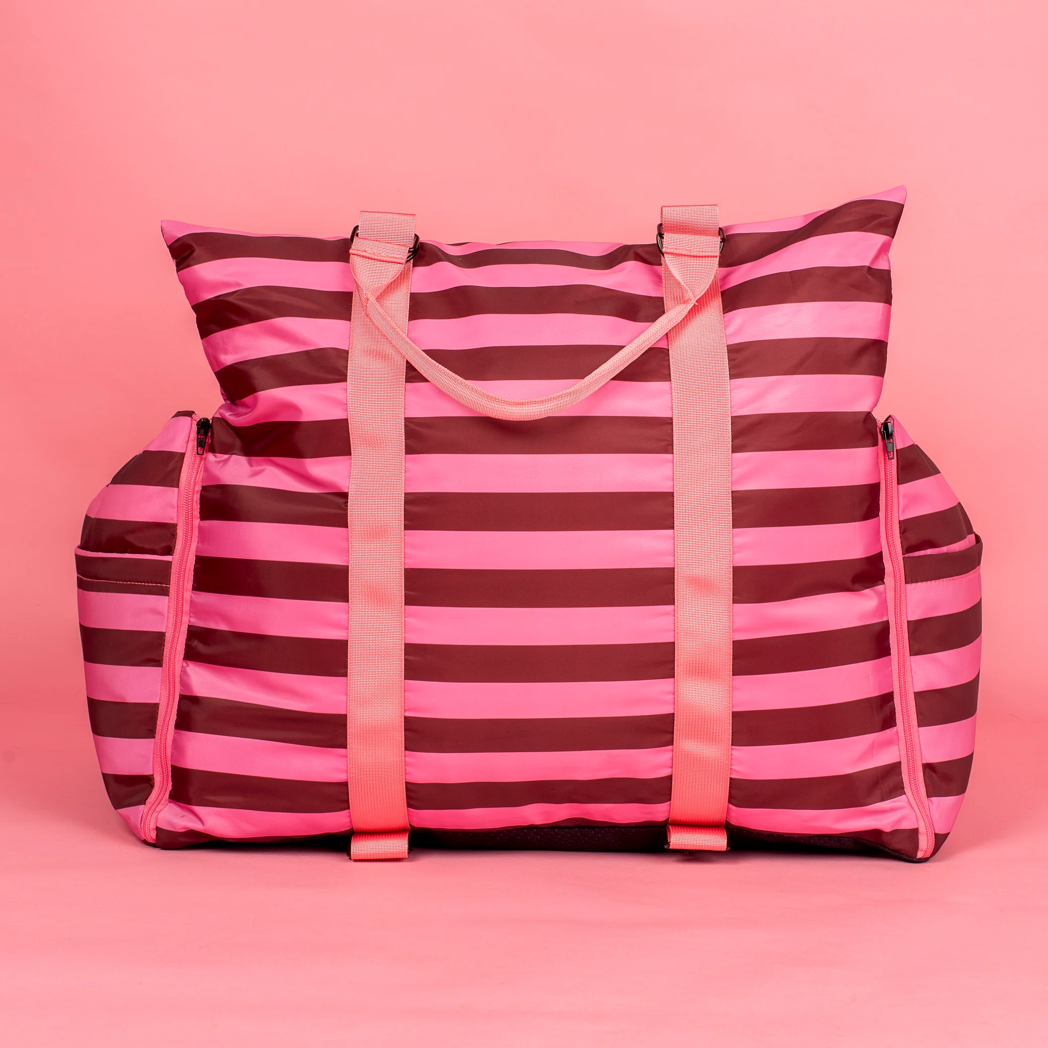 Deluxe Travel Car Bed: Blushing Stripes