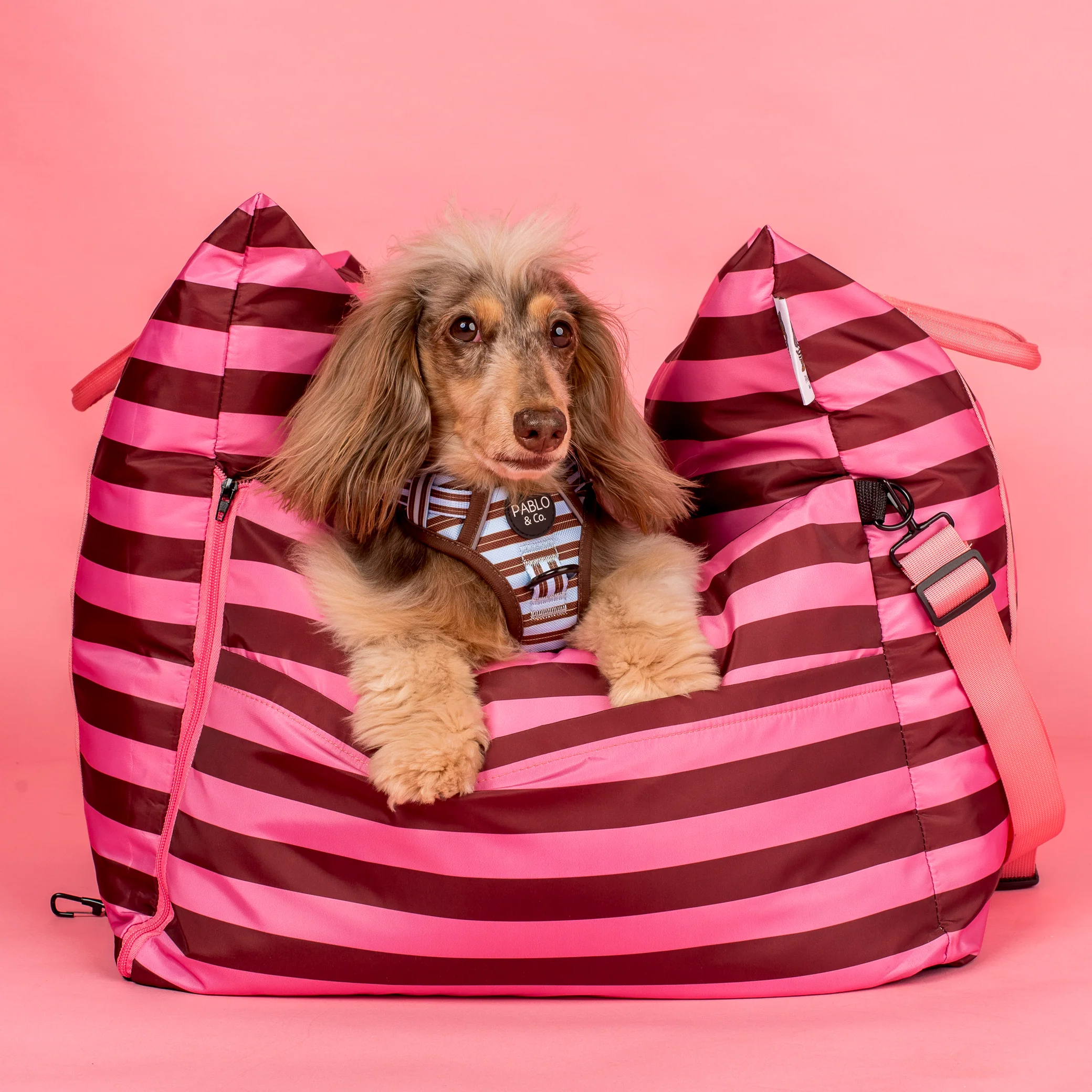 Deluxe Travel Car Bed: Blushing Stripes - Image 2