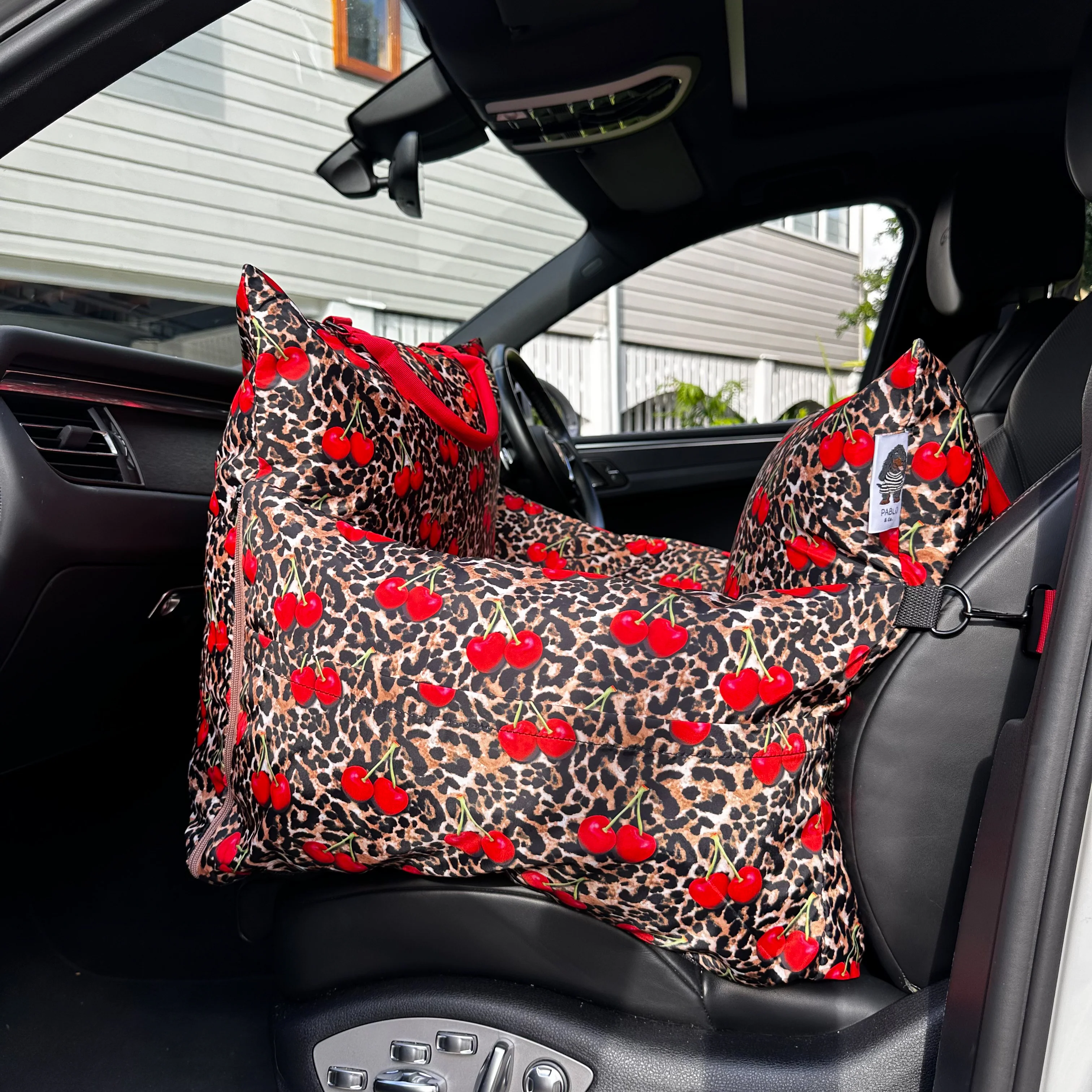 Deluxe Travel Car Bed: Leopard Cherries - Image 5