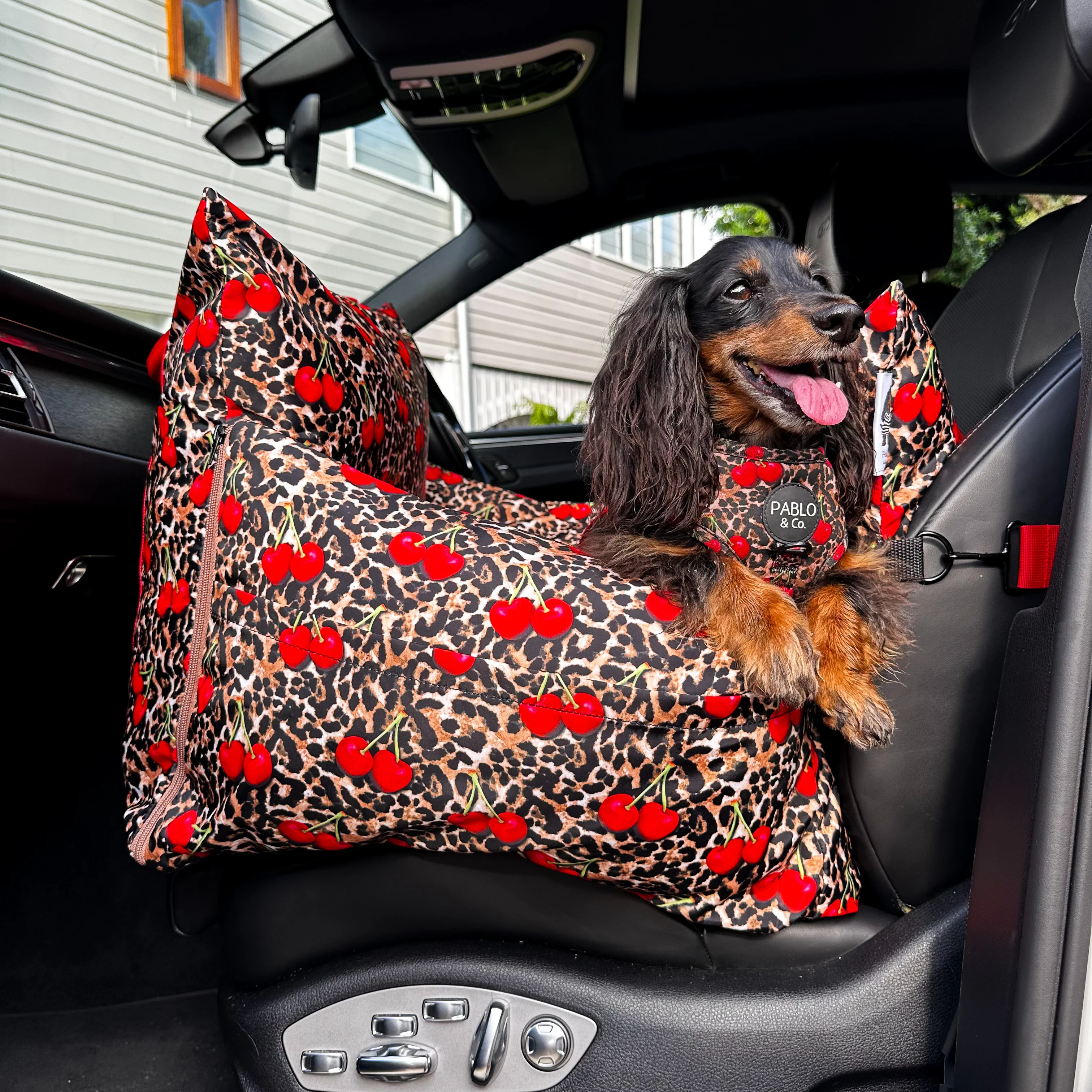 Deluxe Travel Car Bed: Leopard Cherries - Image 9