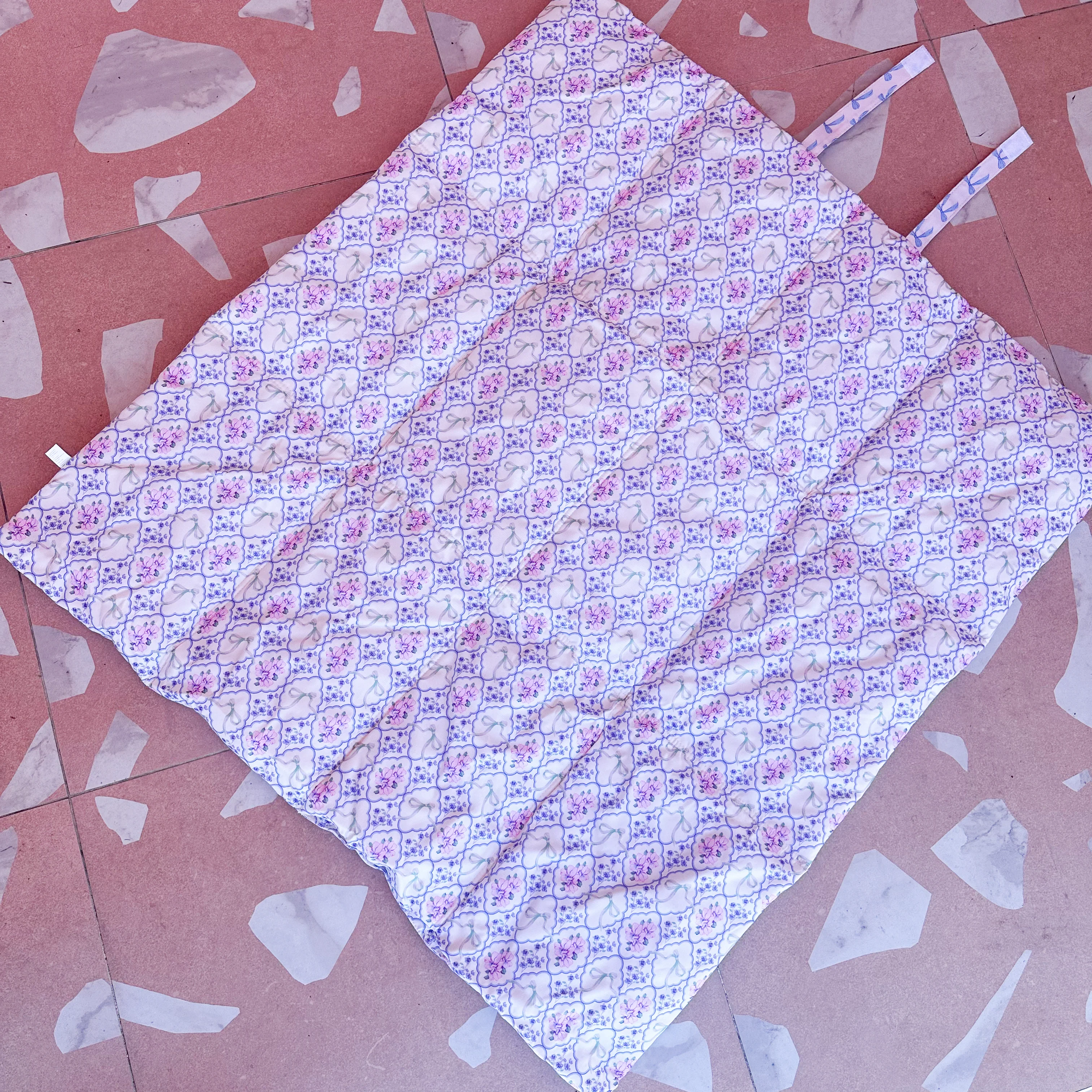 Deluxe Travel Mat: Baby Blue Bows / Petal - Image 3