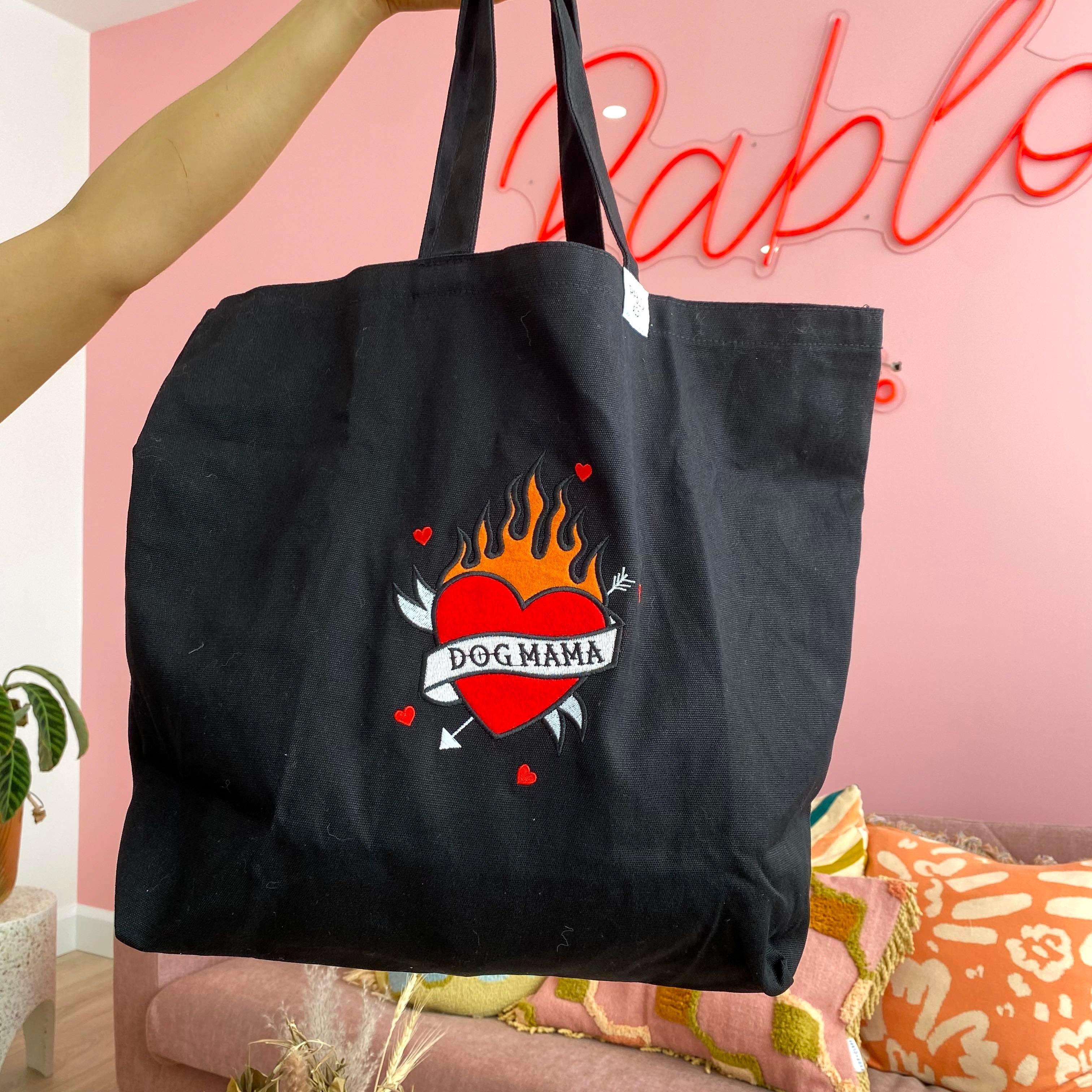 Dog Mama: Embroidered Tote Bag