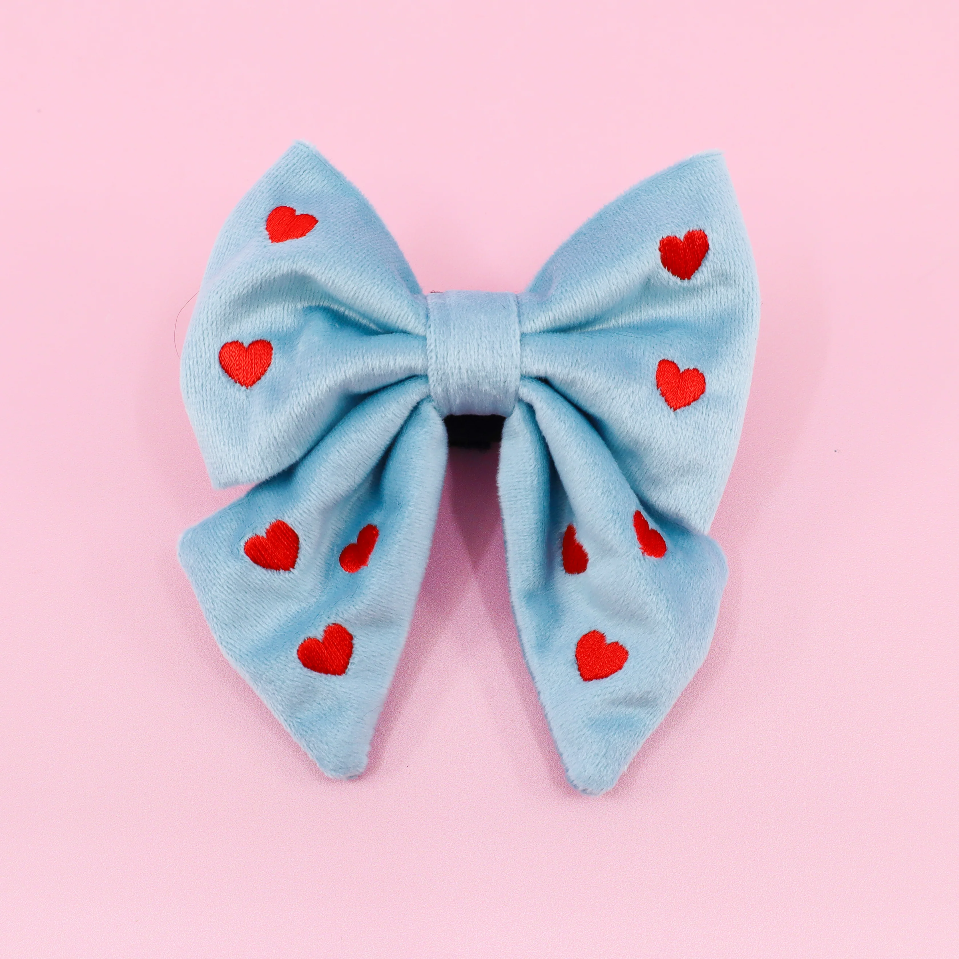 Heart: Velvet Sailor Bow - Blue & Red - Image 3