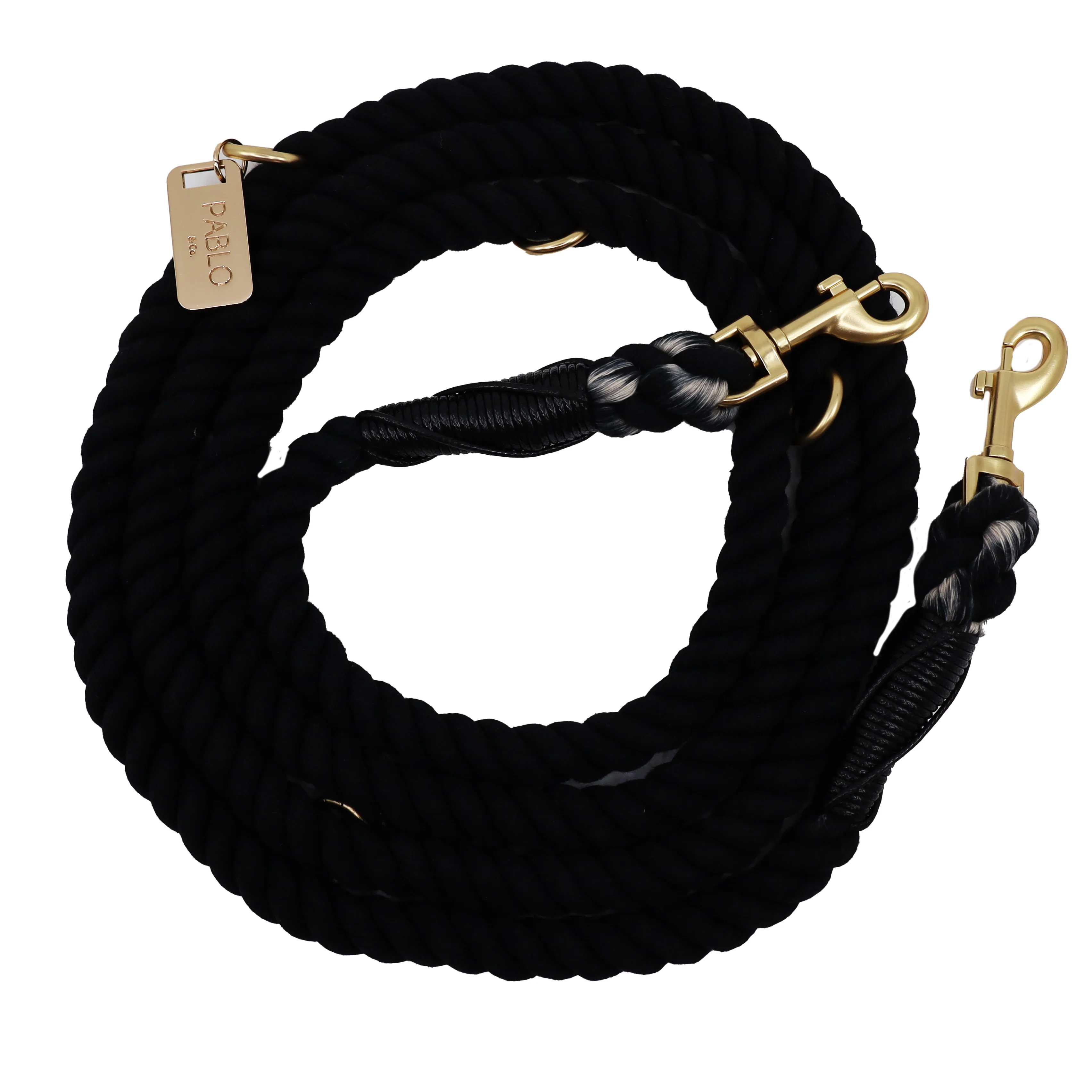 Multifunctional Hands Free Rope Leash - Jet Black