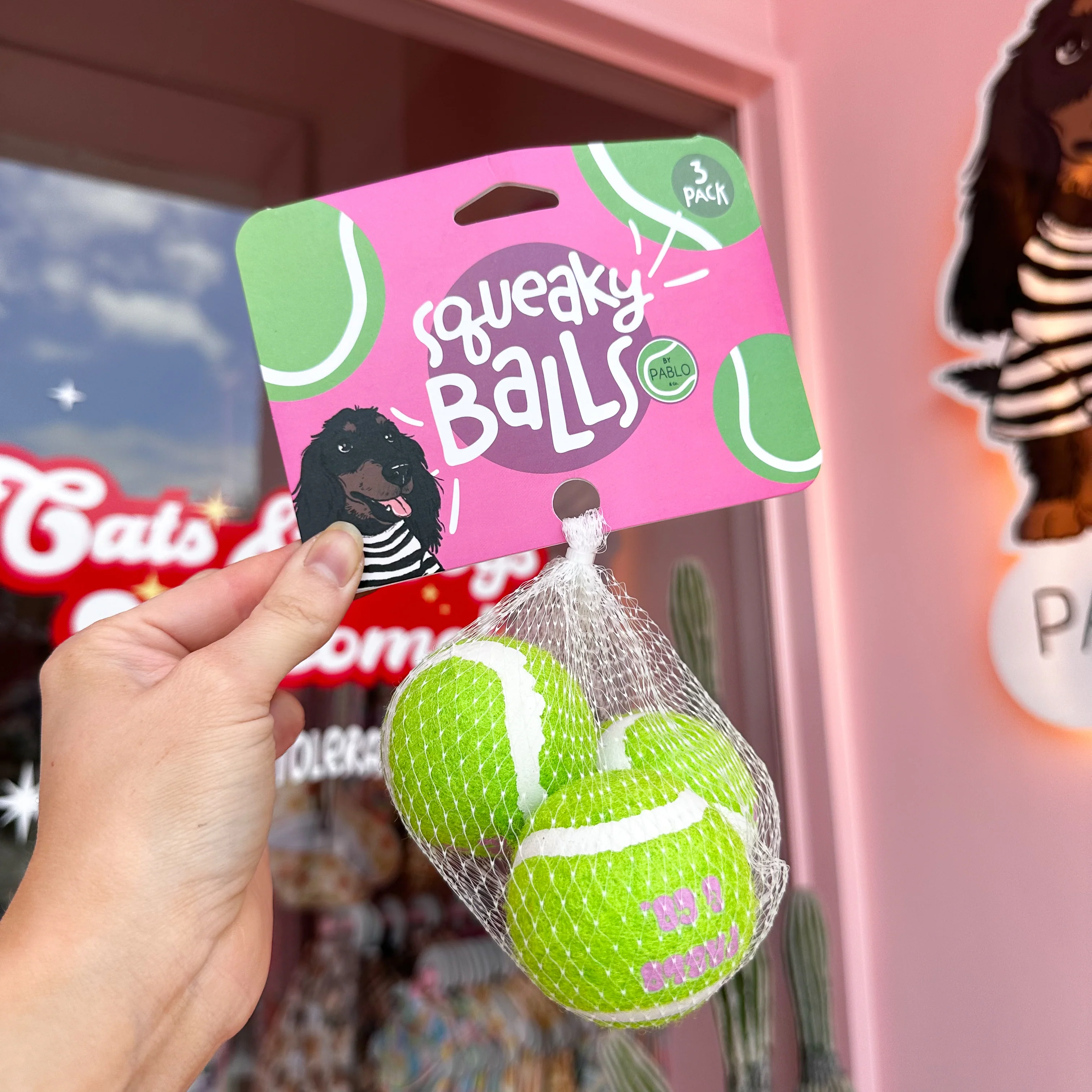 Pack of 3 Squeaky Tennis Balls: Green
