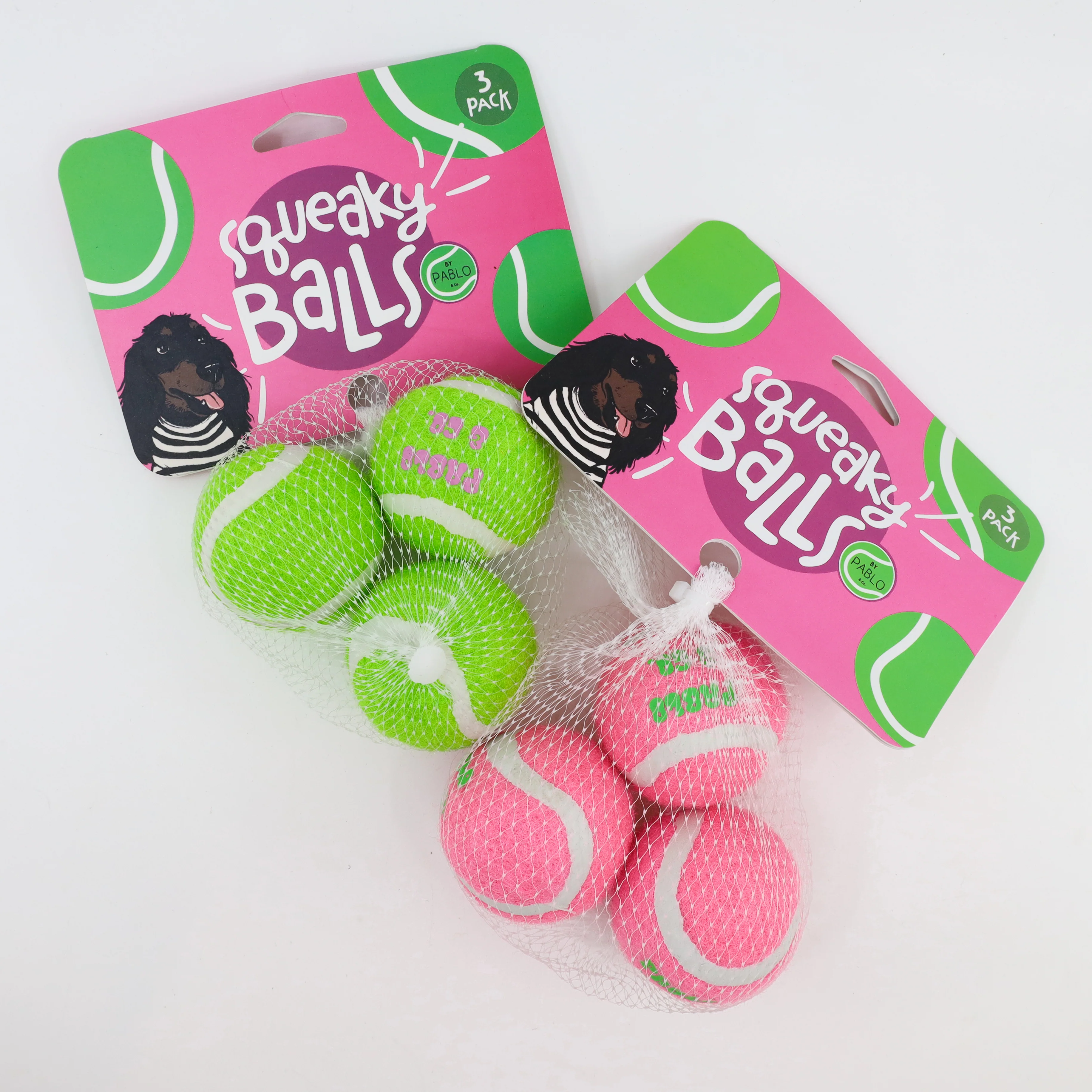 Pack of 3 Squeaky Tennis Balls: Pink - Image 5