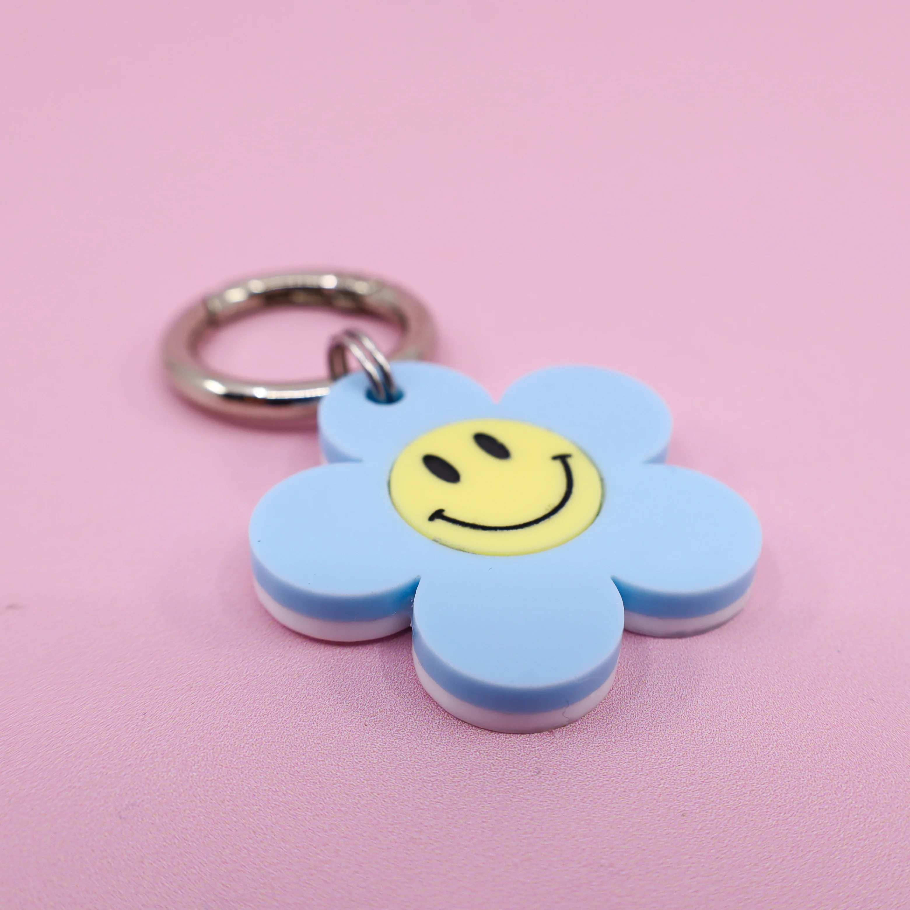 Personalised Pet ID Tag: Blue Happy Flower - Image 4
