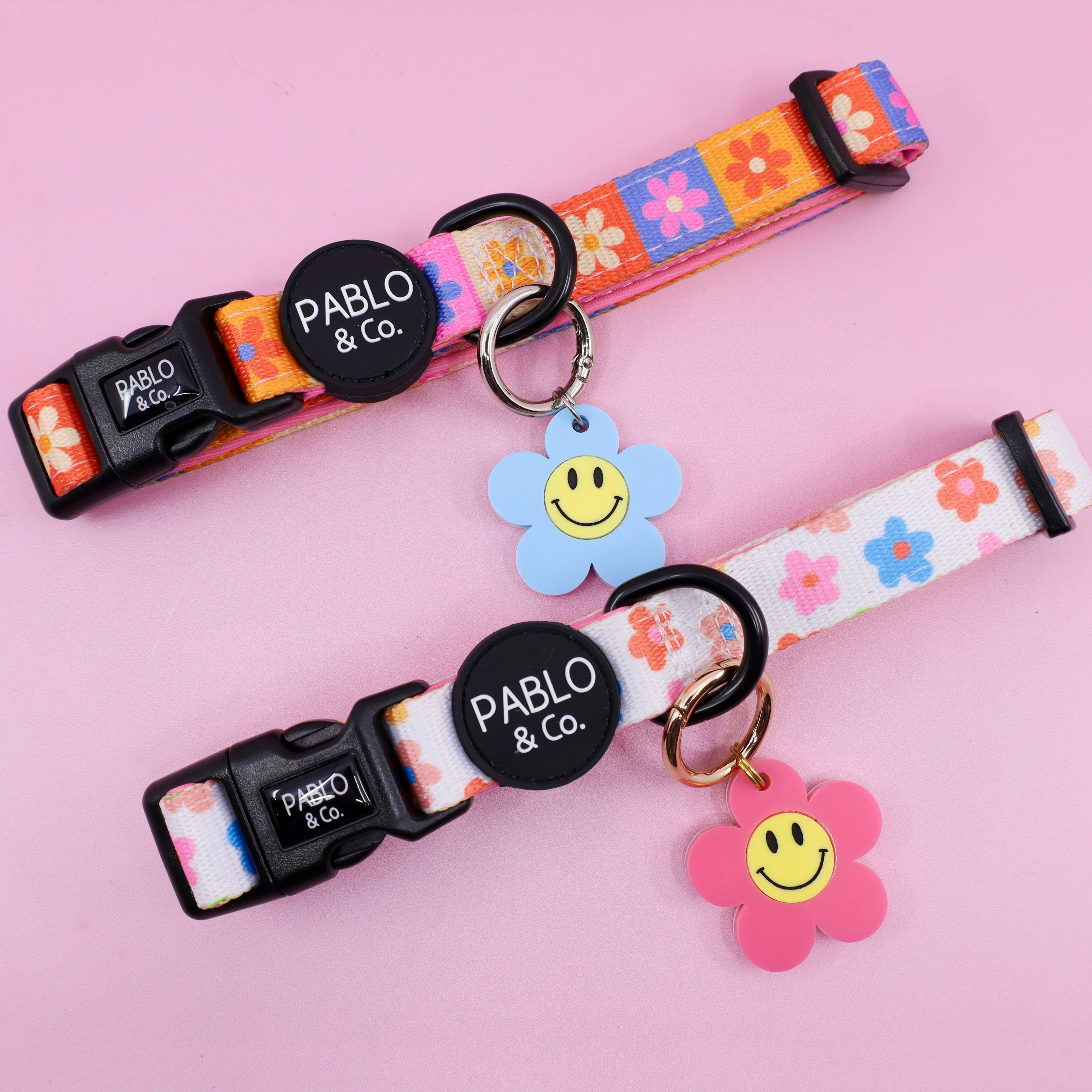 Personalised Pet ID Tag: Blue Happy Flower - Image 5