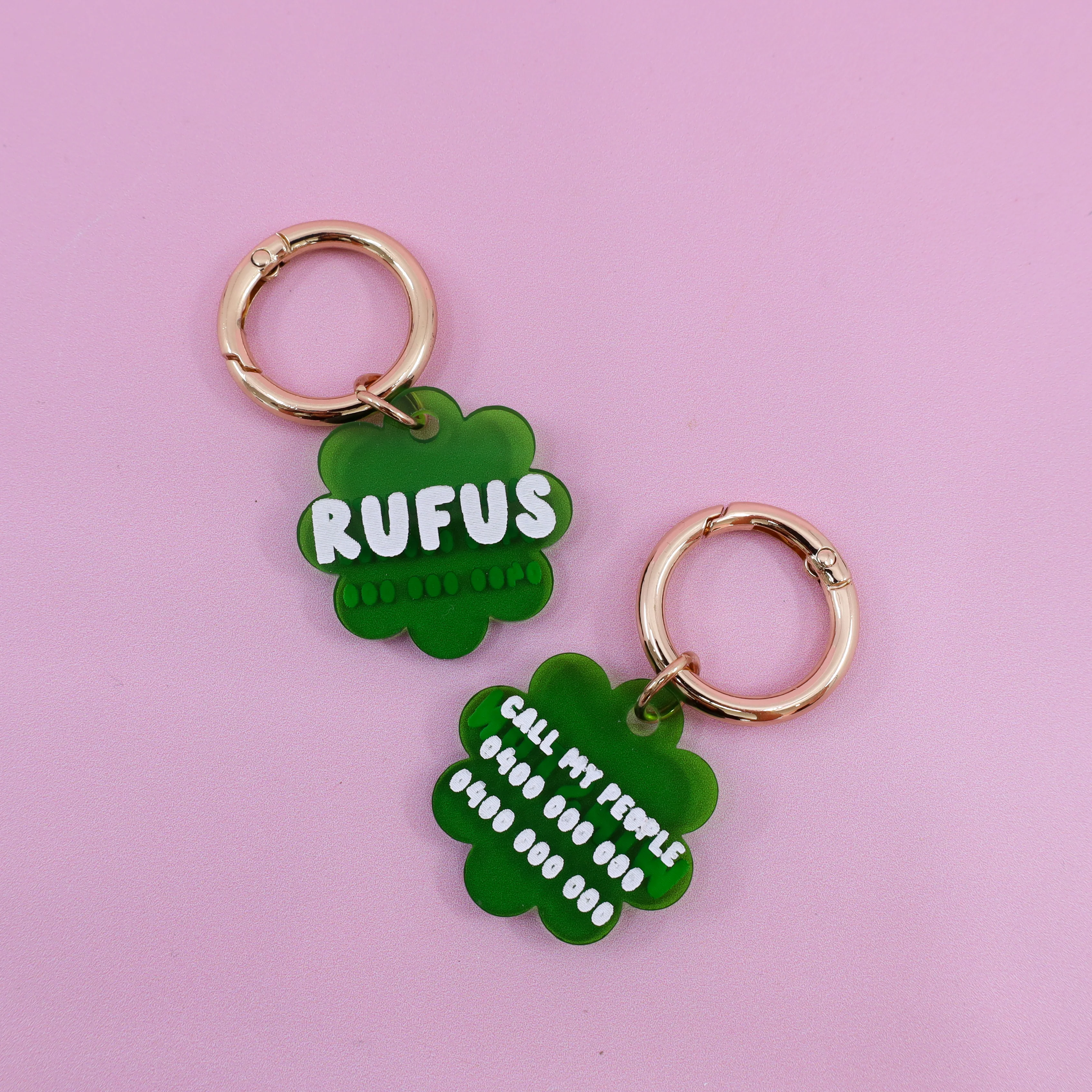 Personalised Pet ID Tag: Flower Green - Image 2