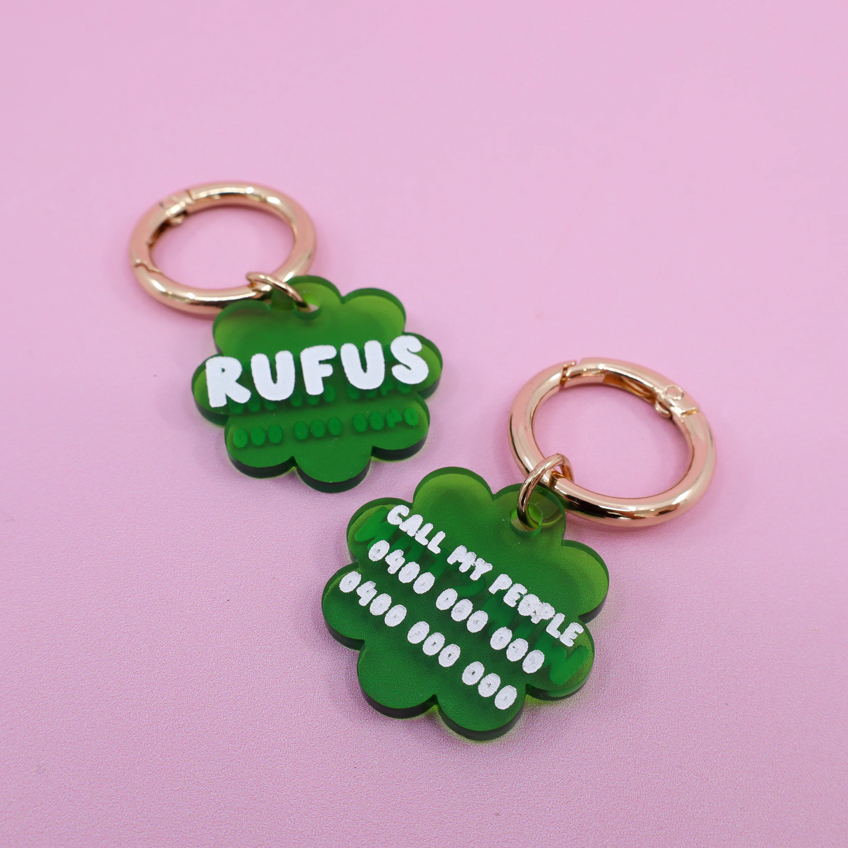 Personalised Pet ID Tag: Flower Green - Image 3