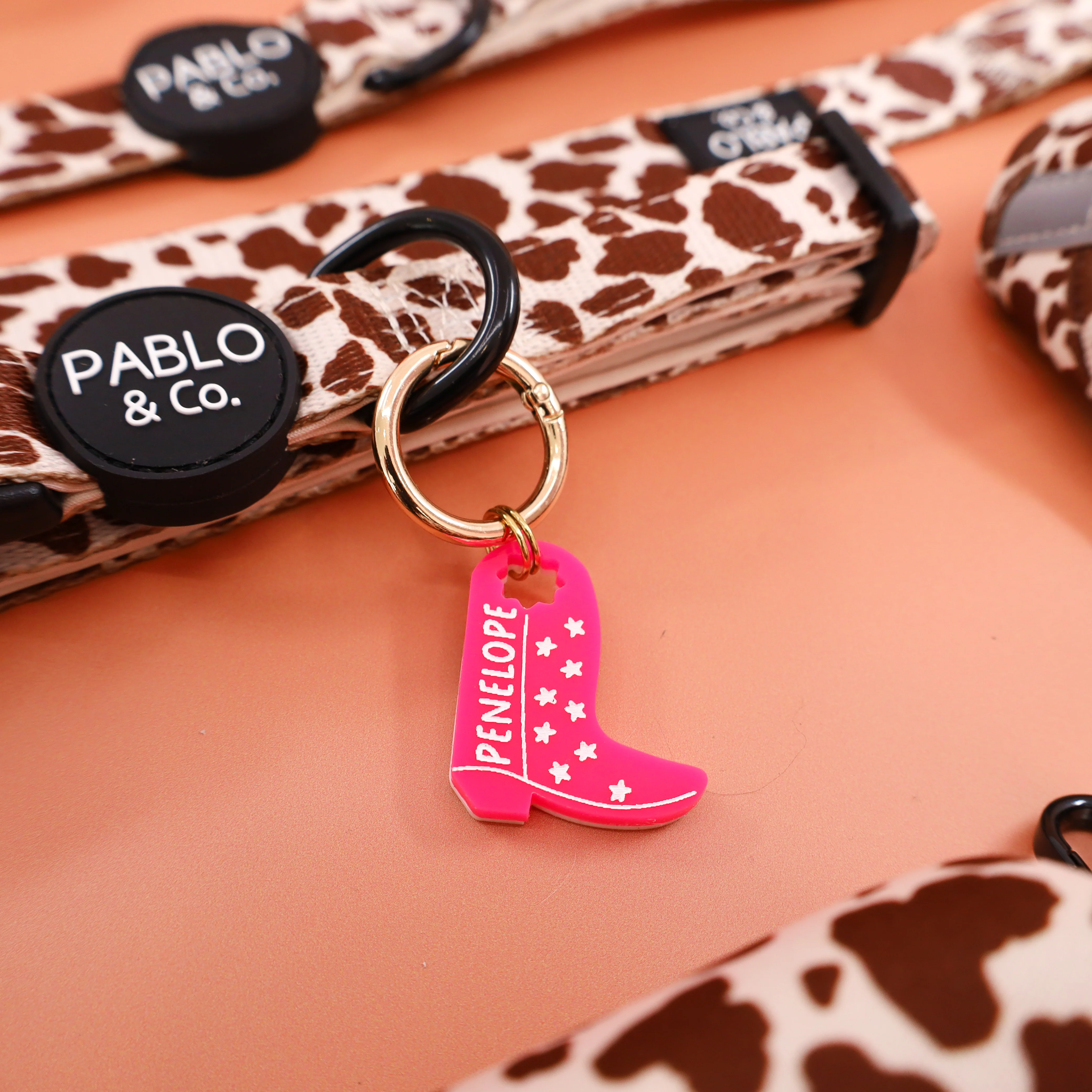 Personalised Pet ID Tag: Hot Pink Cowboy Boot