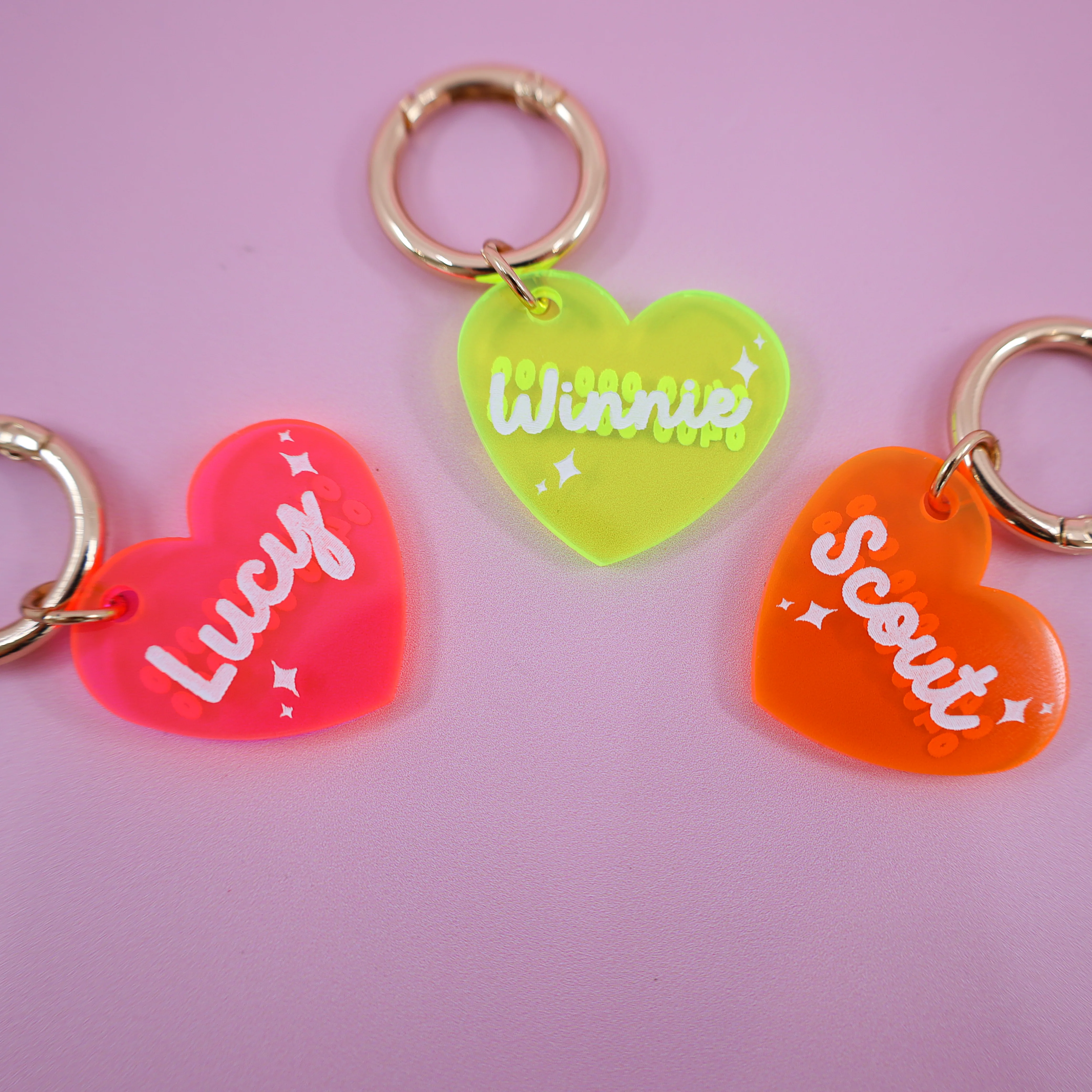 Personalised Pet ID Tag: Neon Orange Heart - Image 3