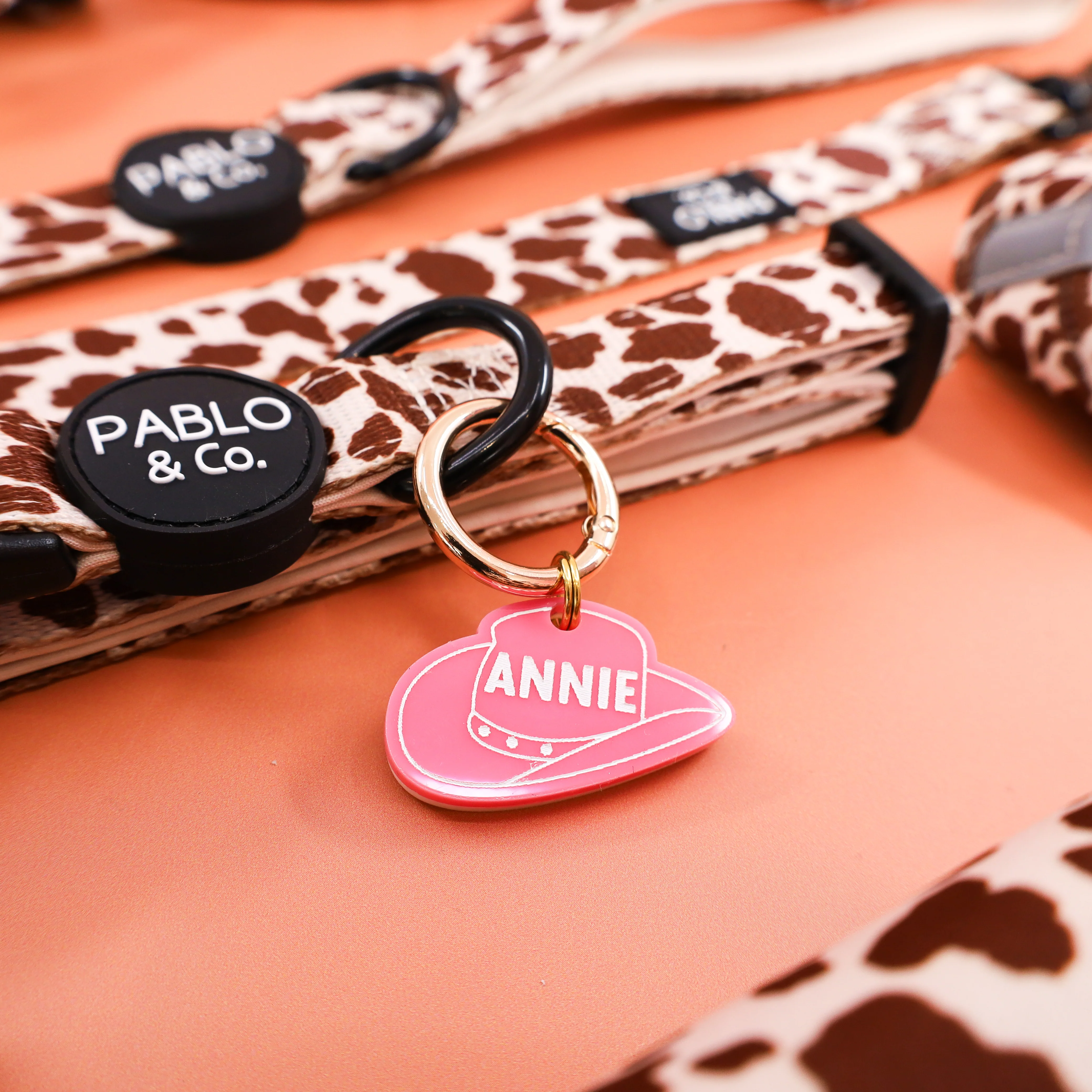 Personalised Pet ID Tag: Pink Cowboy Hat