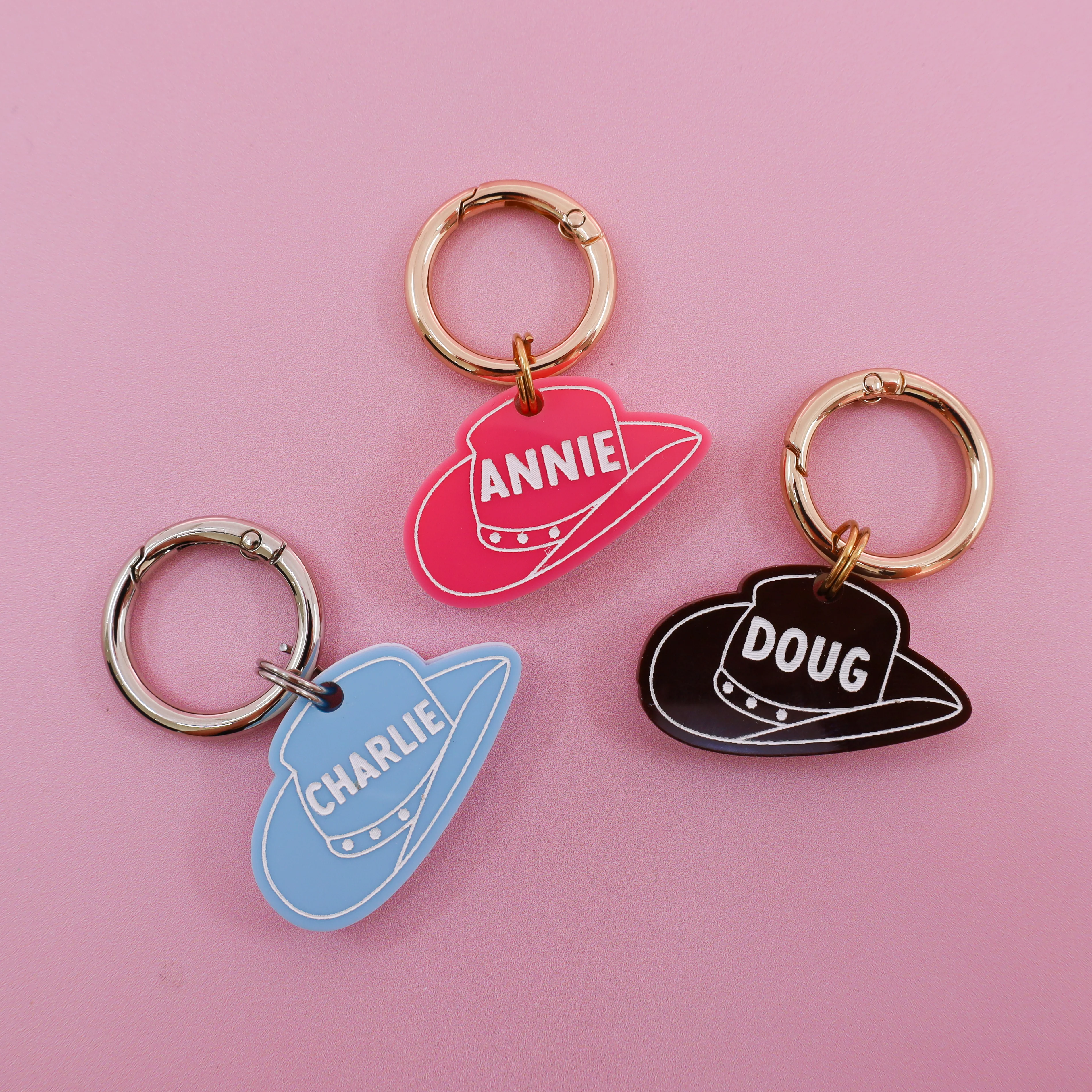 Personalised Pet ID Tag: Pink Cowboy Hat - Image 6