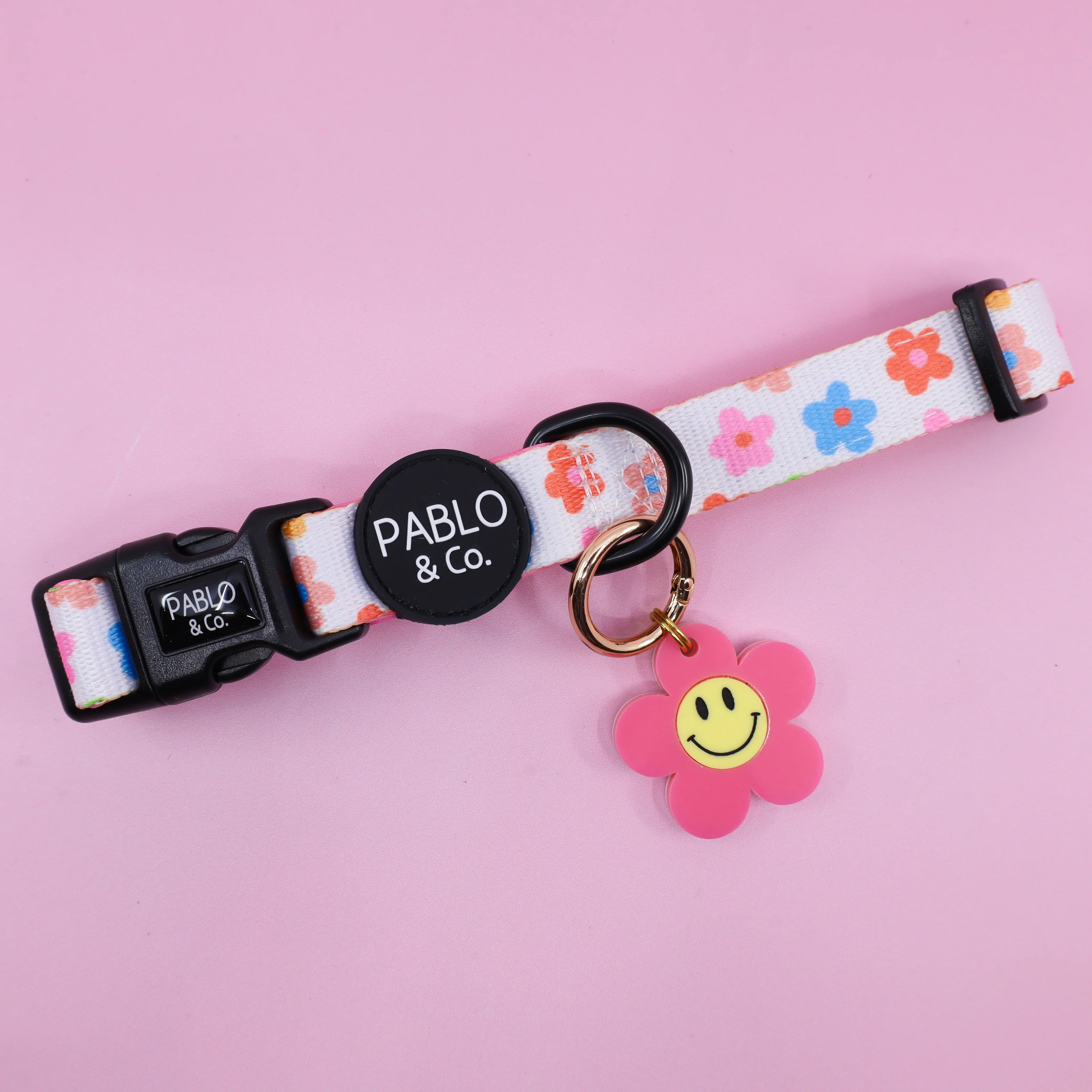 Personalised Pet ID Tag: Pink Happy Flower - Image 3