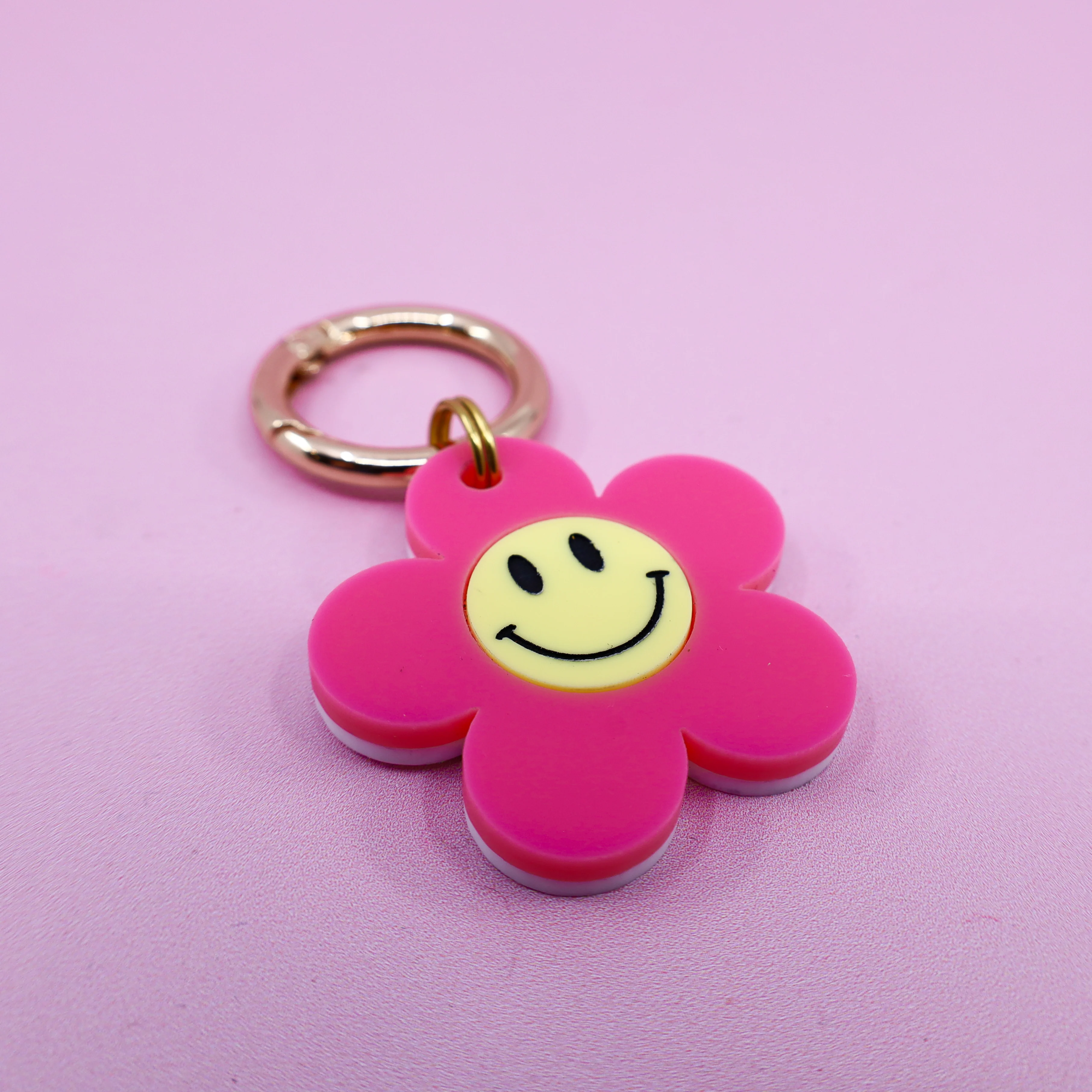 Personalised Pet ID Tag: Pink Happy Flower - Image 5