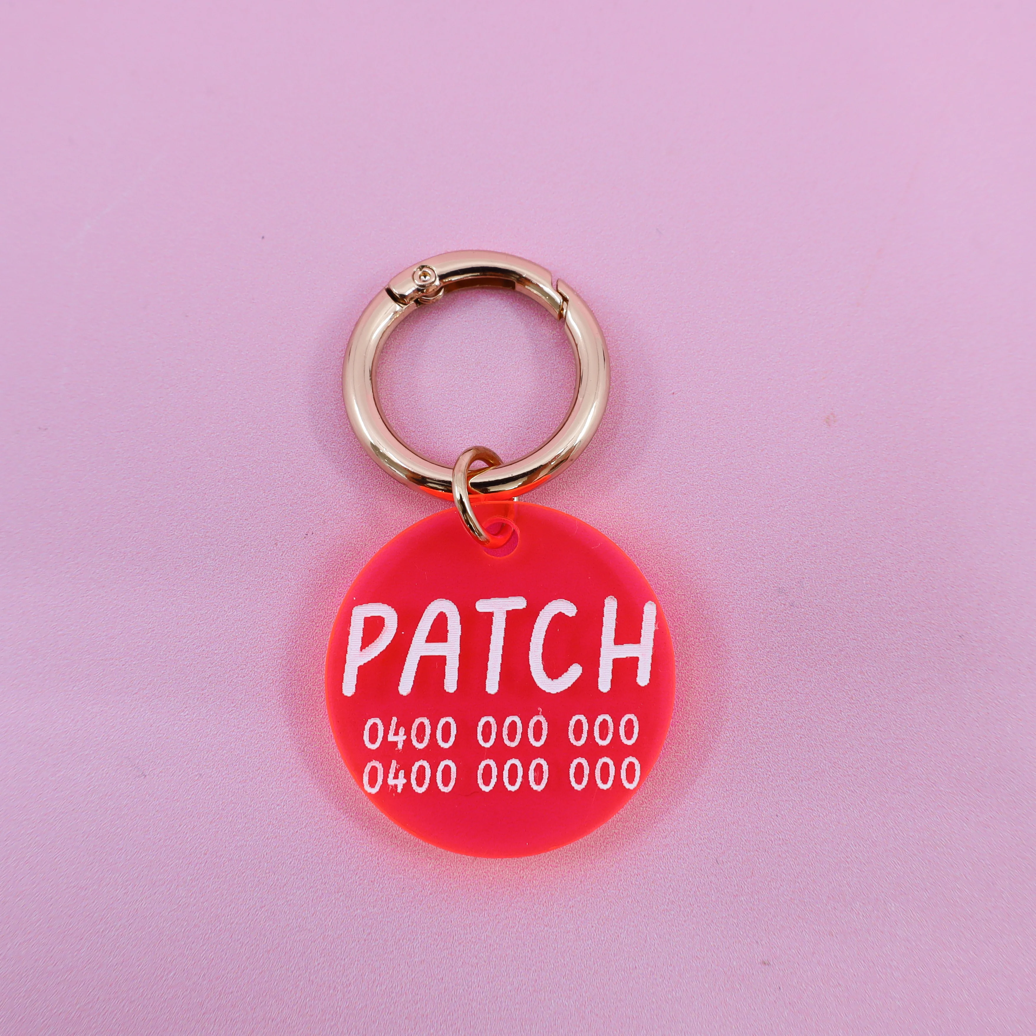 Personalised Pet ID Tag: Round Neon Pink - Image 3