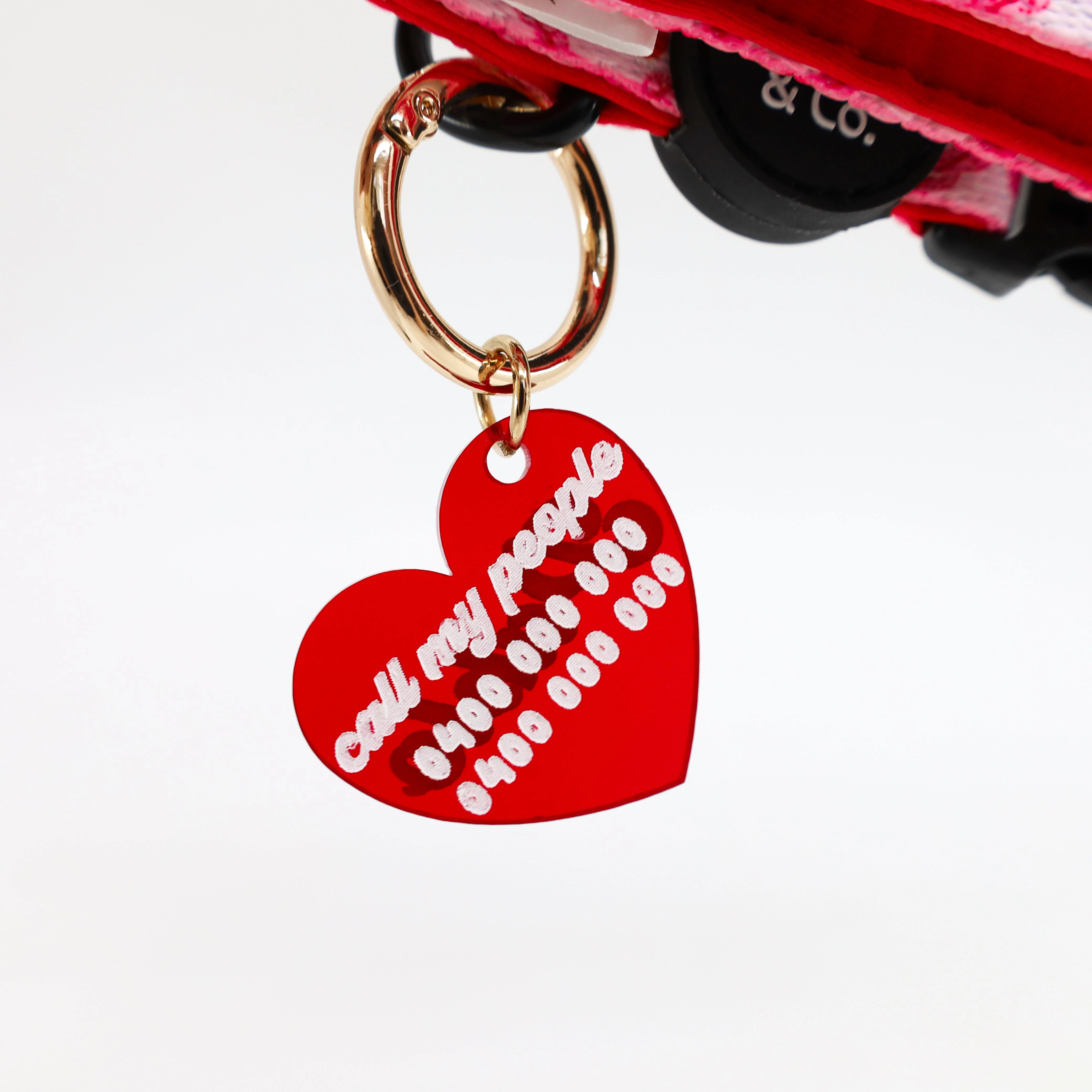 Personalised Pet ID Tag: Red Heart - Image 7