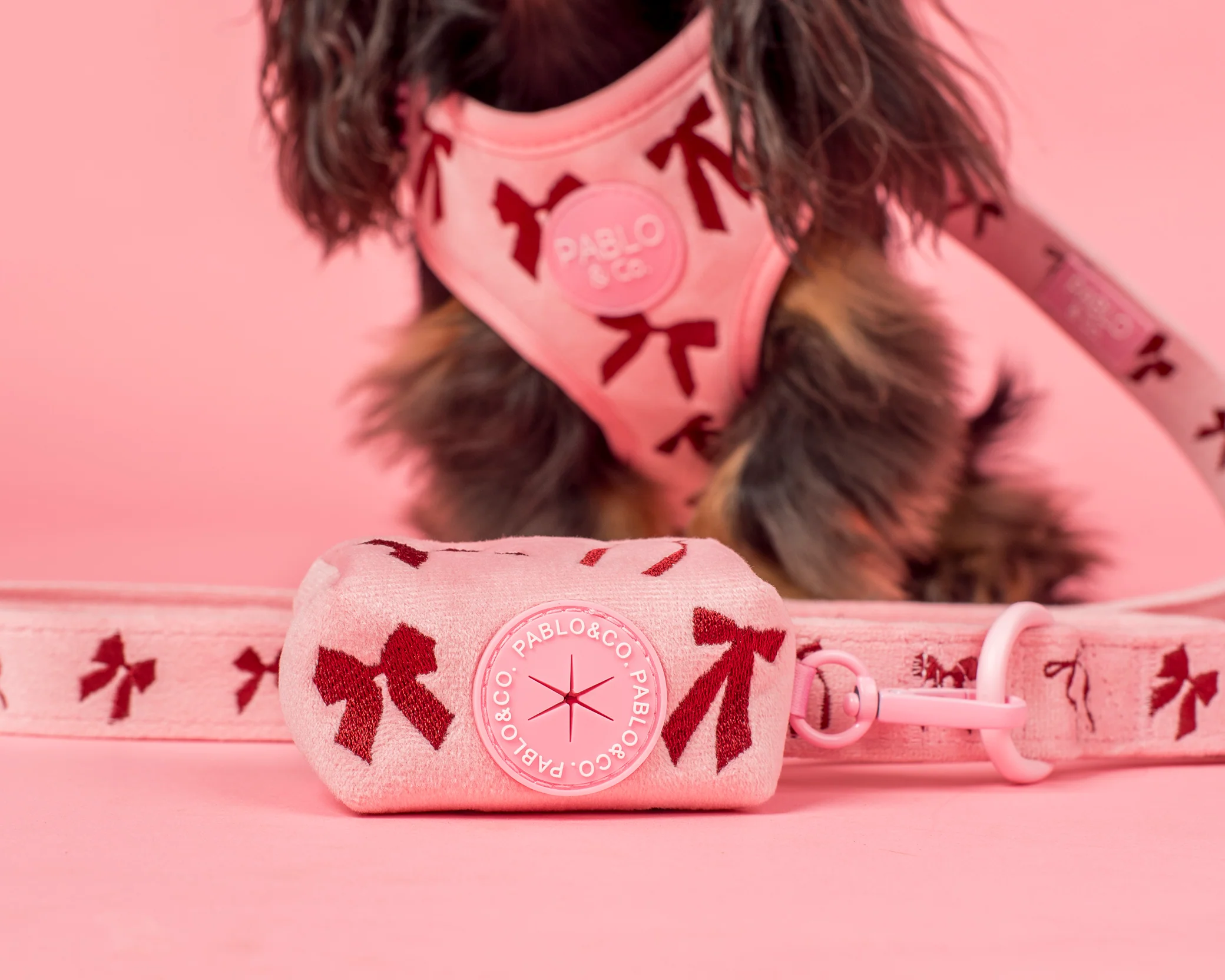 Velvet Blush Bows: Poop Bag Holder
