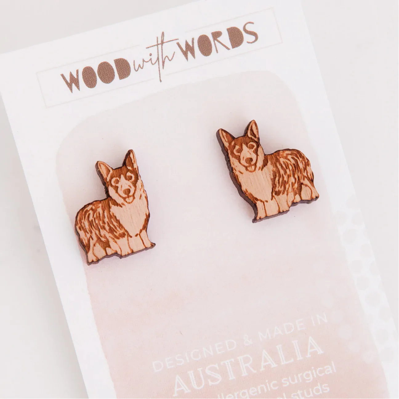 Wooden Earrings: Corgi