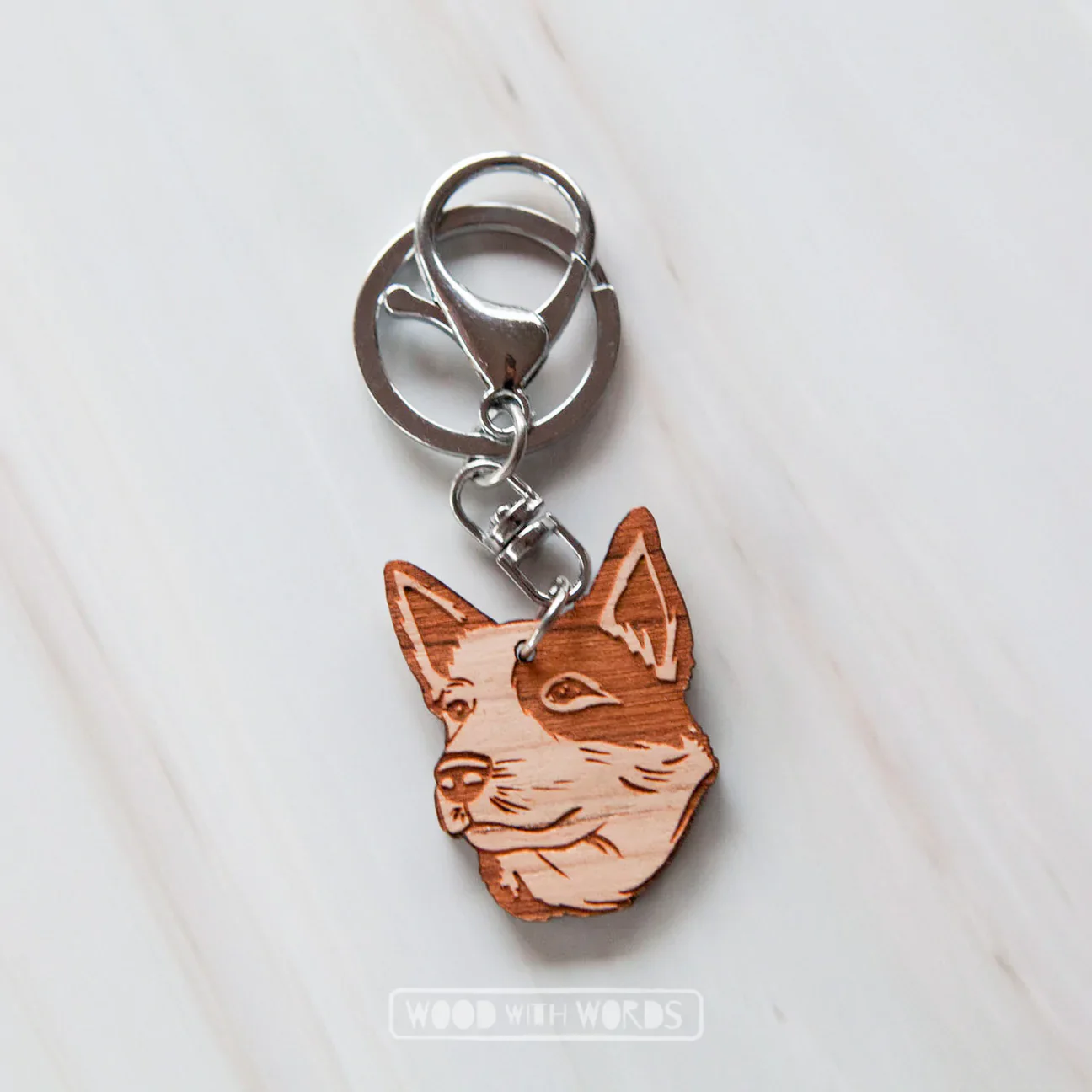 Wooden Keyring: Blue Heeler