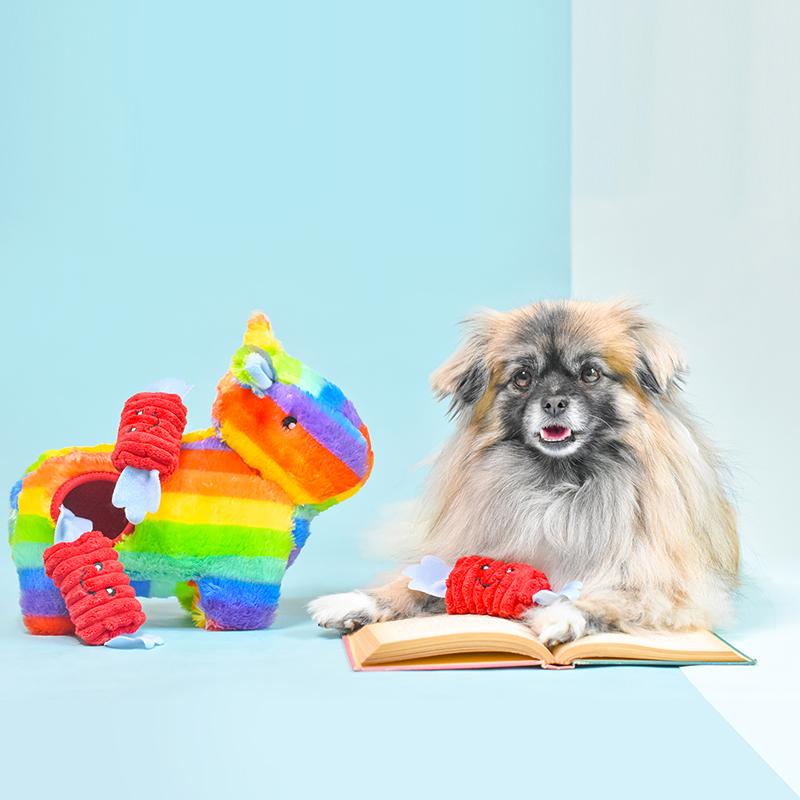 Zippy Paws: Rainbow Pinata with Candy Burrow Toy - Image 2